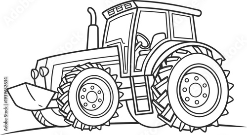 Simple cartoon farm tractor coloring page