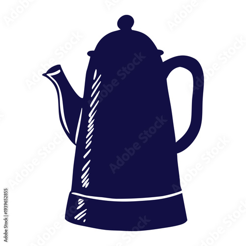 Hand drawn vintage coffee pot silhouette in bold minimal style, perfect for cafe logos, menu icons, packaging, posters and cozy coffee shop branding