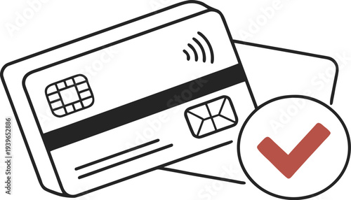 Credit card with check mark for approved payment finance banking