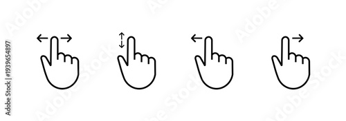 Konstfotografi Sliding hand gesture icon set
