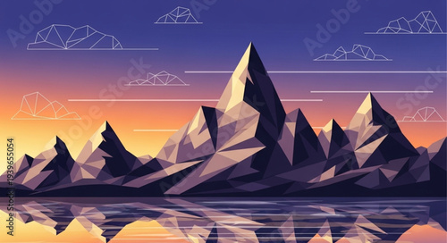 Majestic Mountain Range with Sharp Peaks and Reflective Water Surface.