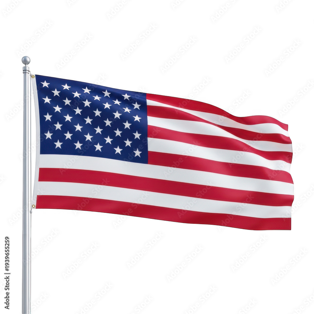 Fototapeta premium American flag waving in the wind isolated on transparent background