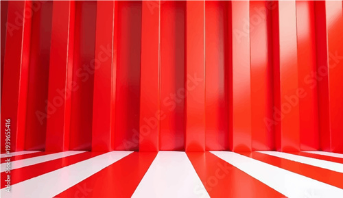 A luxury red velvet theater curtain backdrop features a bright white spotlight and elegant fabric texture for a professional stage show performance or cinema event illustration vector design