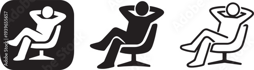 Person relaxing on chair icon.