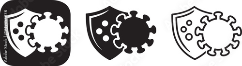 Shield virus immune protection icon.