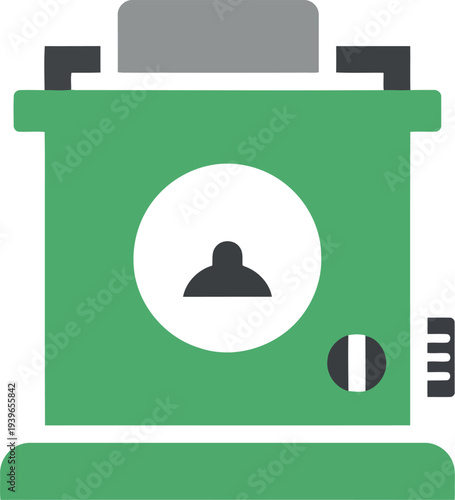 Flat vector illustration of green kitchen toaster appliance for breakfast and home cooking designs