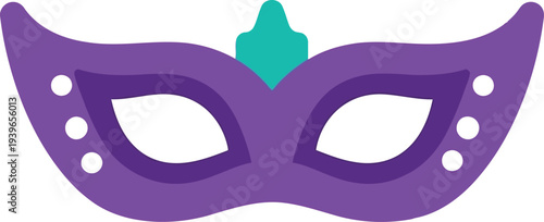 Purple Mardi Gras Masquerade Mask Vector Illustration for Carnival and Party Designs