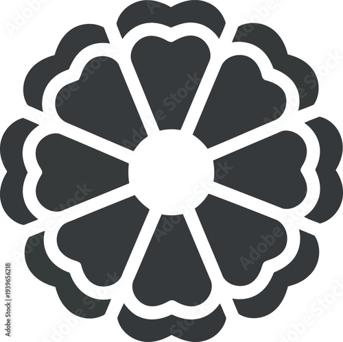 Japanese Mon Crest Icon Isolated on White Background, Traditional Kamon Symbol Vector Illustration