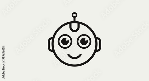 Simple Robot Head with Smiling Face.