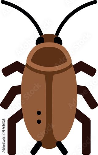 Vector illustration of brown cockroach insect isolated on white background for pest control and educational design