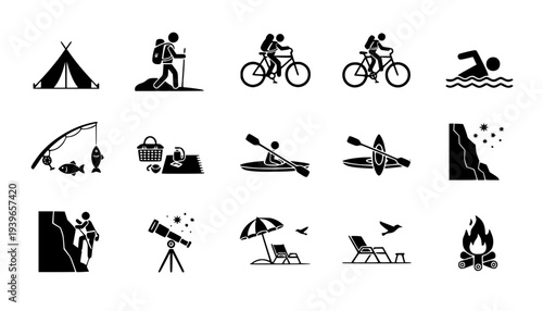 Vector Leisure and outdoor recreational activities icons