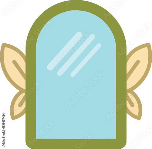 Cute Fairy Tale Mirror with Wings Vector Illustration for Kids and Fantasy Designs