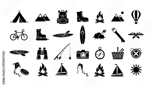Vector Leisure and outdoor recreational activities icons