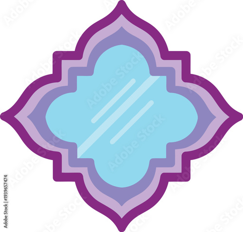Moroccan Style Geometric Tile Vector with Purple and Blue Ornamental Pattern for Interior Design