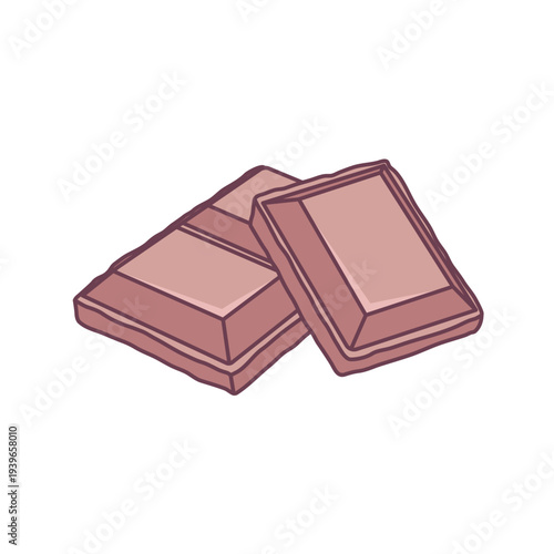 Chocolate bar lying on another bar, simple cartoon style drawing, illustration