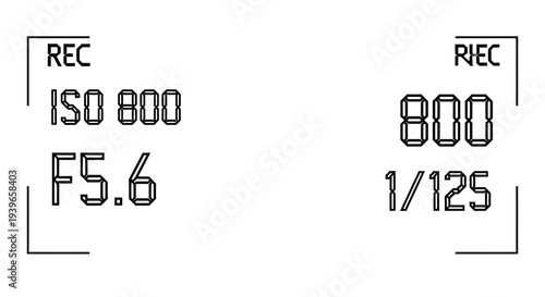 Camera settings display with REC and RREC indicators