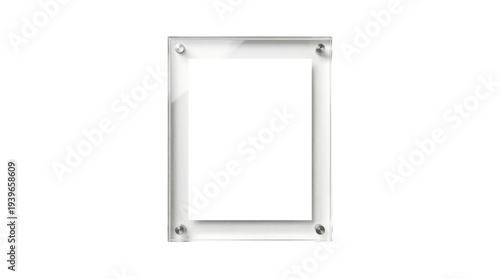 Photos Clear acrylic glass photo frame with metal standoffs, empty vertical poster hold
