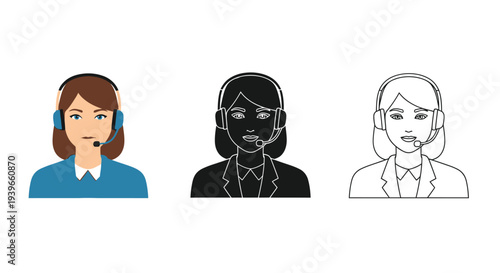 Female customer service agent wearing a headset illustrates professional telephone support and communication graphic