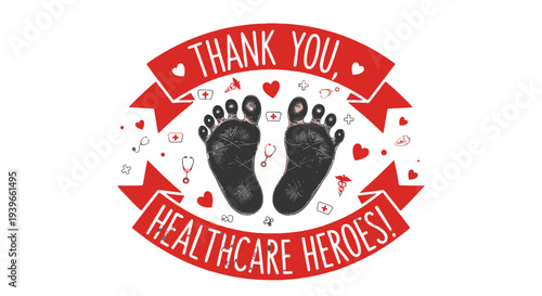 Appreciation for Healthcare Workers with Footprints and Hearts.