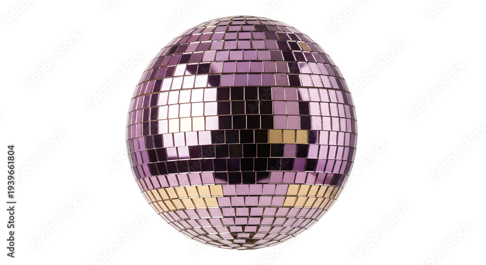 Fototapeta premium A shimmering disco ball with square mirror tiles against a black background