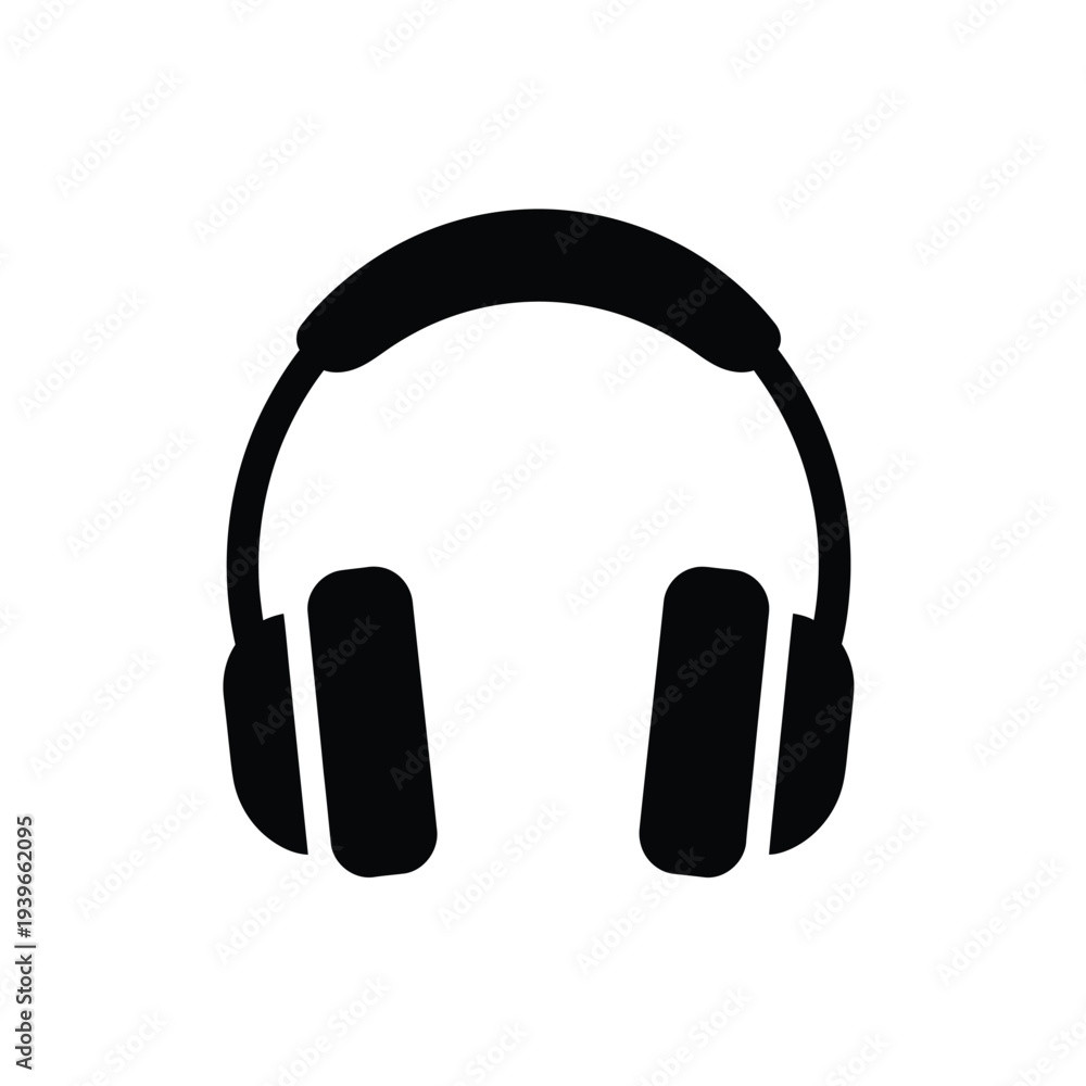 Fototapeta premium Black over-ear headphones isolated vector illustration flat design minimalist graphic