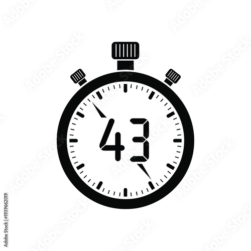 Stopwatch showing 43 seconds vector illustration, flat design