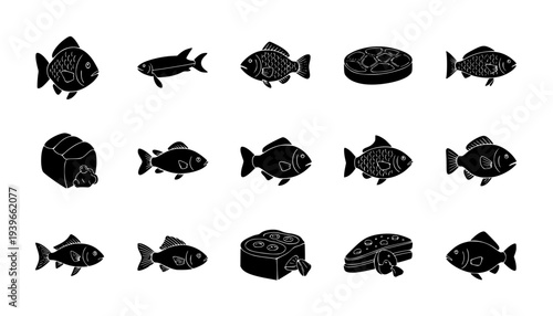 Fish icon vector set isolated on white background. food illustration sign collection