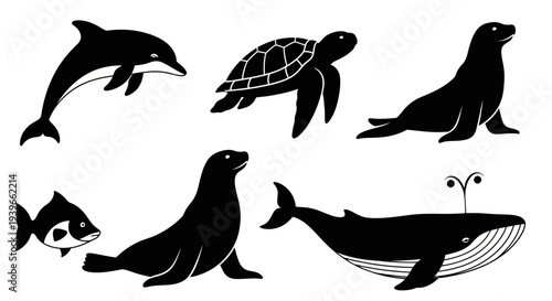 Marine Animals Silhouettes Collection