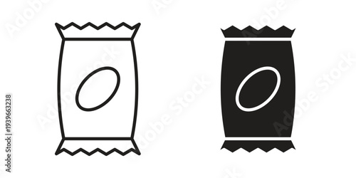 Potato chips icon in black solid style. linear symbol.