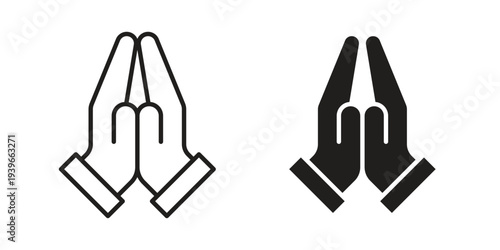 Prayer and Respect Icon in black solid style. linear symbol.