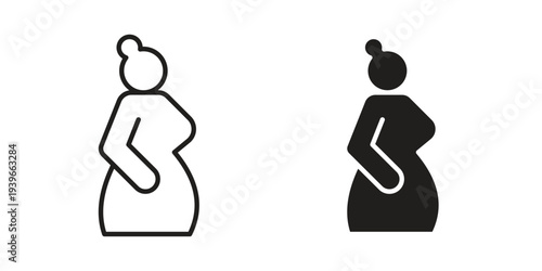 Pregnant woman icon in black solid style. linear symbol.