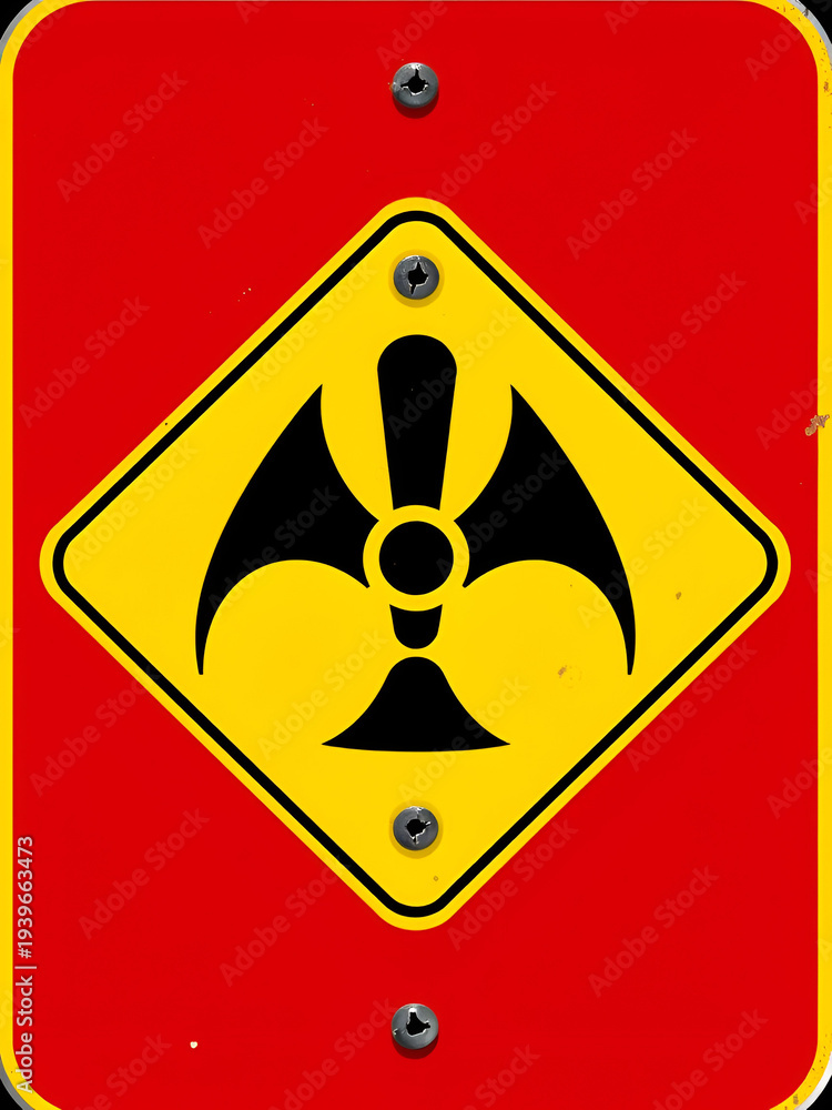Fototapeta premium Hazard warning attention sign with exclamation mark symbol