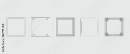 Square Frames Empty Set Minimal Line Borders Decorative Vector Illustration