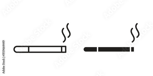 Smoking cigarette icon in black solid style. linear symbol.
