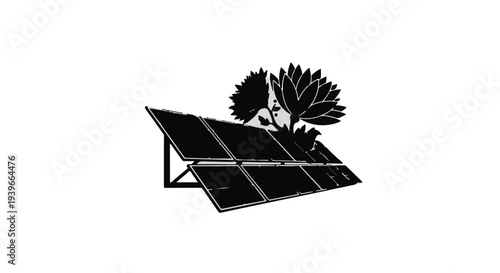 Solar panels with leaves sustainable energy