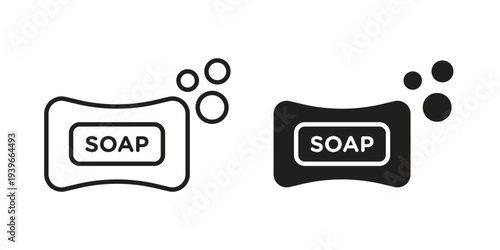 Soap bar icon in black solid style. linear symbol.