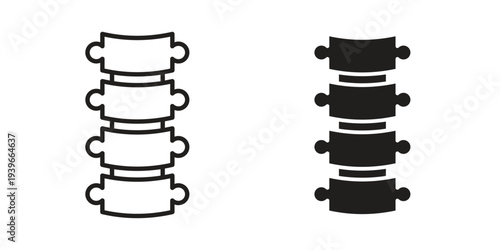 Spine Bone icon in black solid style. linear symbol.