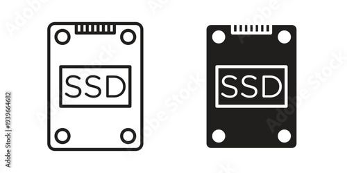 SSD icon in black solid style. linear symbol.