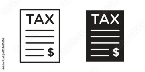 Tax icon in black solid style. linear symbol.