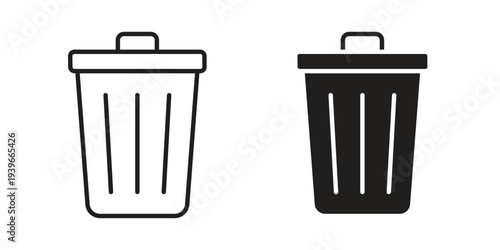 Trash Bin icon in black solid style. linear symbol.