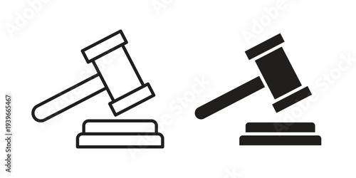 Trial hammer icon in black solid style. linear symbol.