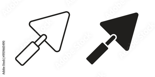 Trowel icon in black solid style. linear symbol.