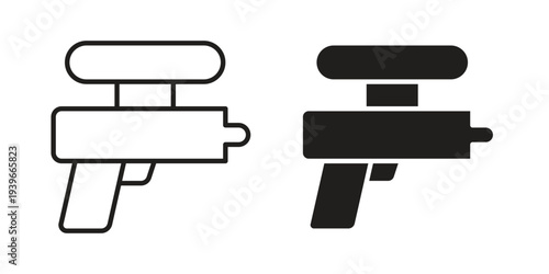 Water gun icon in black solid style. linear symbol.