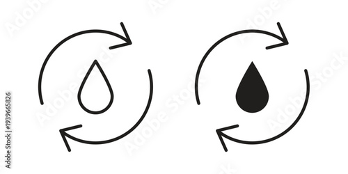 Water recycling icon in black solid style. linear symbol.