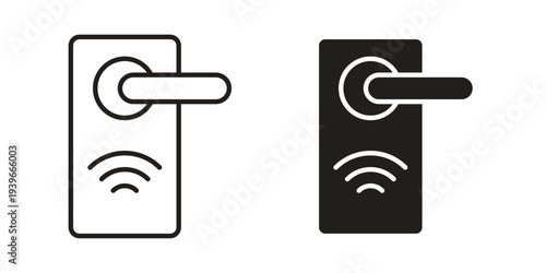 Wireless door lock icon in black solid style. linear symbol.