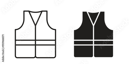 Working vest icon in black solid style. linear symbol.