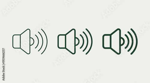 Sound Volume Icons Set Increasing Loudness Green Outline