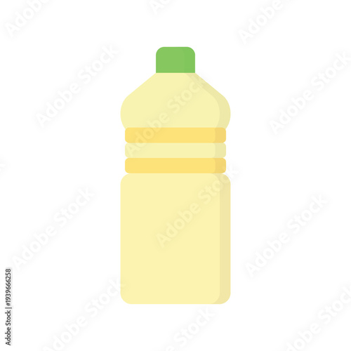 An isolated glass bottle of olive oil and a plastic bottle of ketchup stand as healthy food liquid containers with a yellow mustard object on a white background