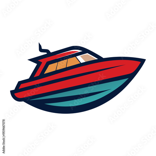 Speed Boat Icon Flat Vector Illustration, Modern Motorboat Water Transport Symbol