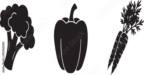 Healthy Farm Vegetables Silhouettes Collection
